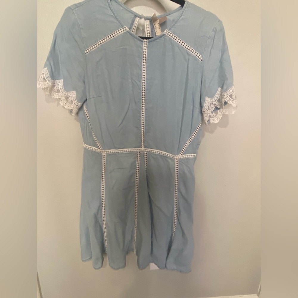 Blue open back dress